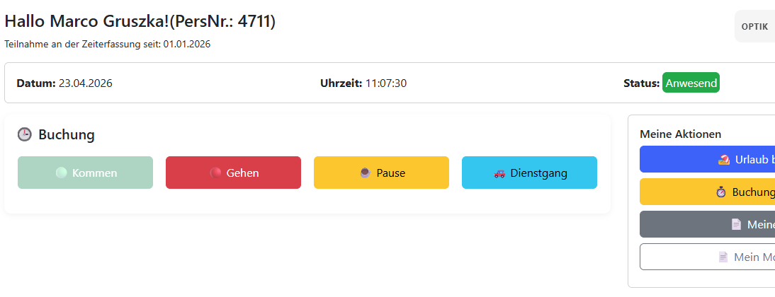 A-Timer Zeiterfassung buchen